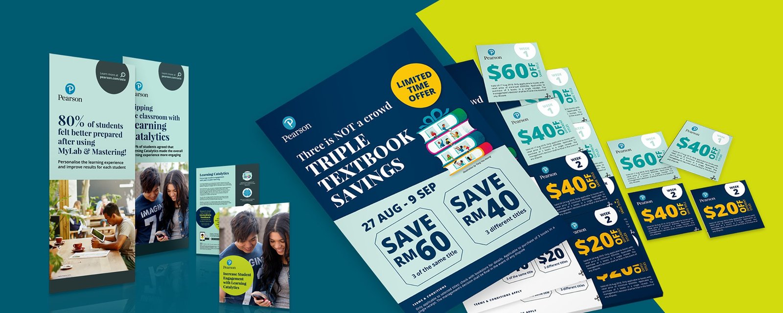 Pearson Flyers, Cut-out Coupon and Pull-up Banners